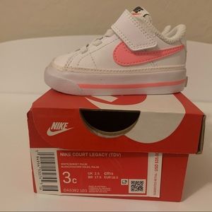 White/Pink Baby Nike Court Legacy Size 3